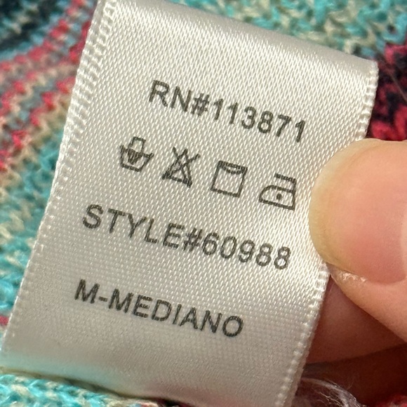 B Sharp Aztec Asymmetrical Hem Open Front Cardigan Mohair Blend Western Country - Picture 7 of 7